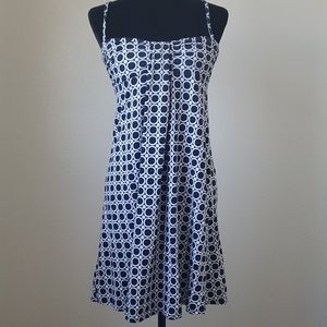 ANN TAYLOR M sundress navy circles white dots